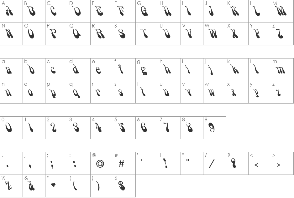 FZ JAZZY 17 font character map preview