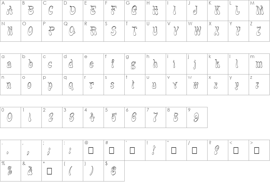 FZ JAZZY 17 3D ITALIC font character map preview