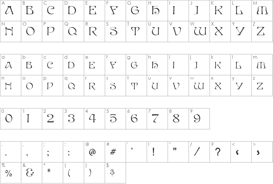 FZ JAZZY 20 font character map preview