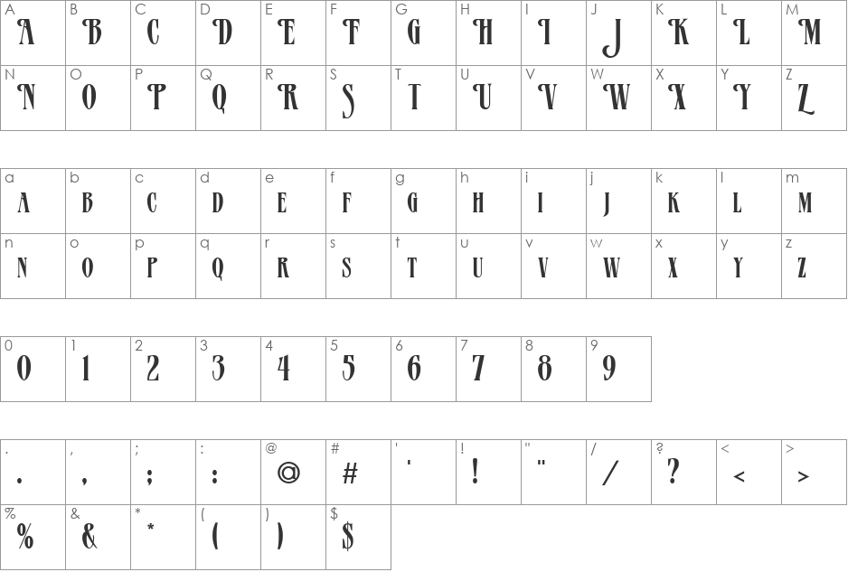 FZ JAZZY 23 font character map preview