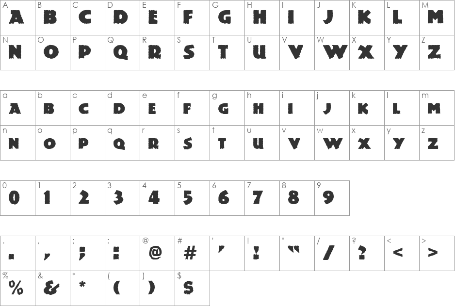 FZ JAZZY 24 font character map preview