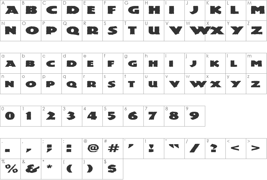 FZ JAZZY 24 EX font character map preview