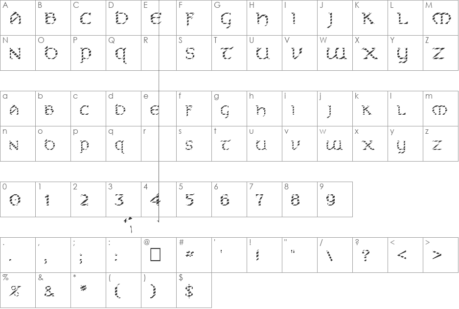 FZ JAZZY 31 STRIPED font character map preview