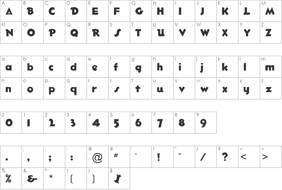 FZ JAZZY 32 font character map preview