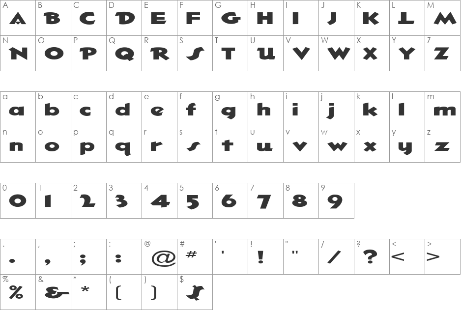 FZ JAZZY 32 EX font character map preview