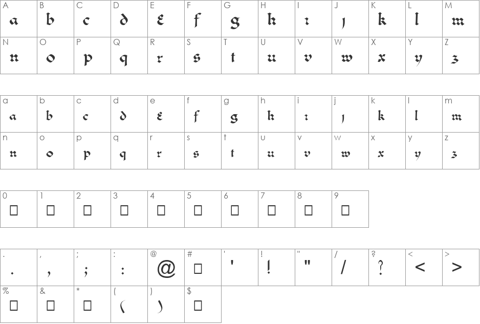 FZ JAZZY 33 font character map preview