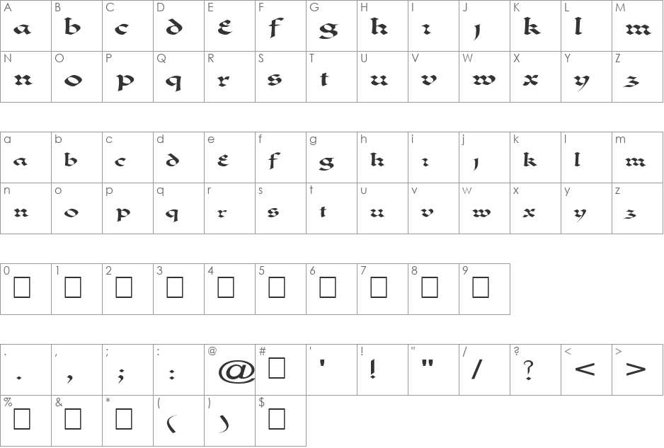FZ JAZZY 33 EX font character map preview