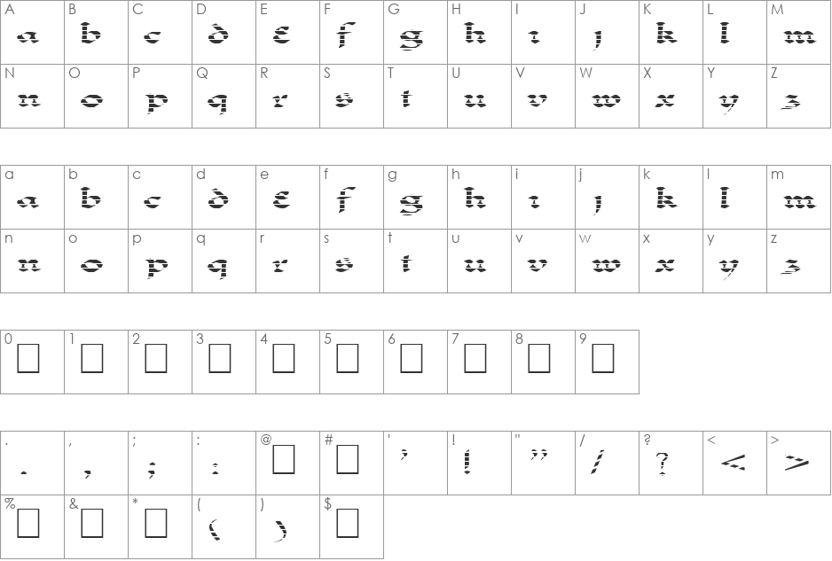 FZ JAZZY 33 STRIPED EX font character map preview