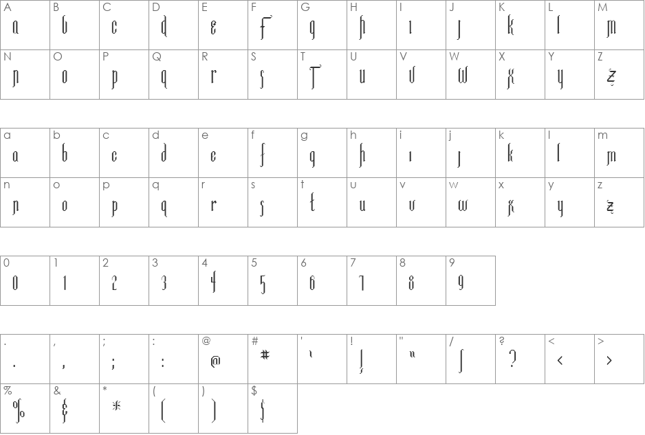 FZ JAZZY 35 font character map preview