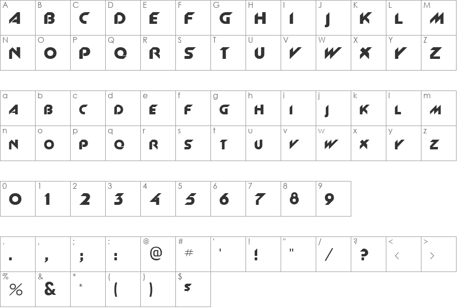 FZ JAZZY 4 font character map preview
