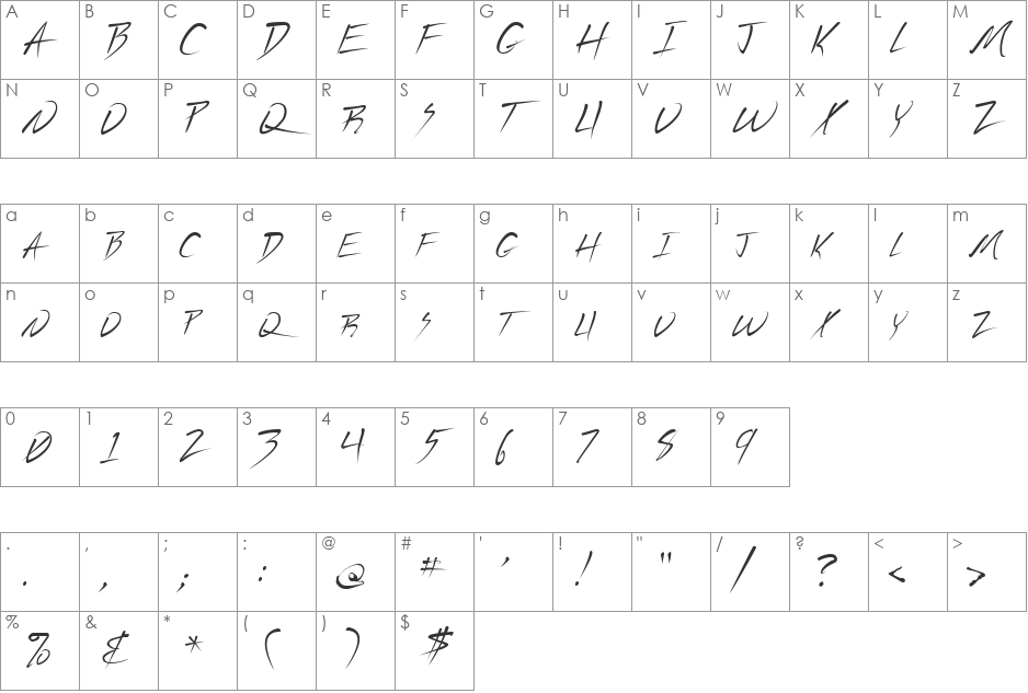 FZ JAZZY 44 font character map preview