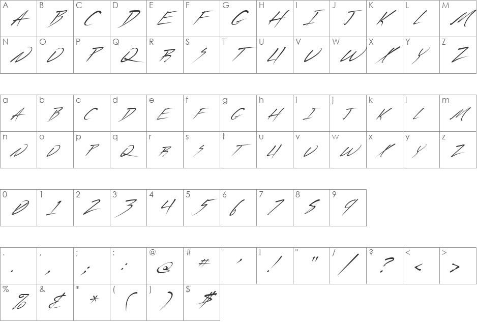 FZ JAZZY 44 ITALIC font character map preview