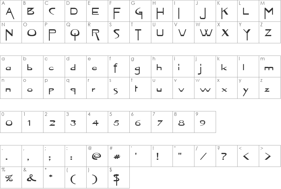 FZ JAZZY 45 EX font character map preview
