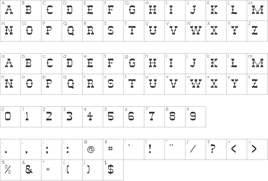 FZ JAZZY 46 font character map preview