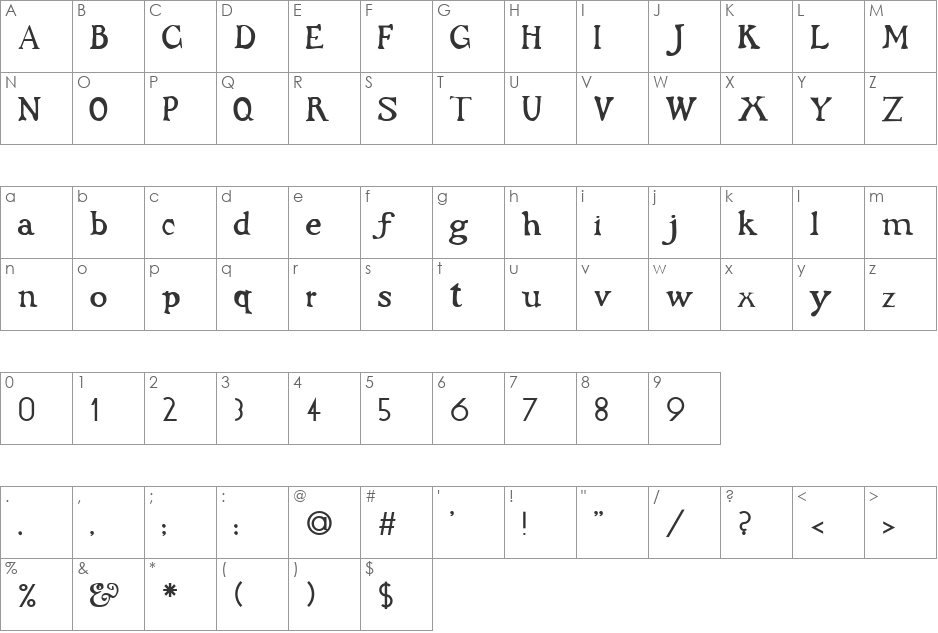 FZ JAZZY 48 font character map preview