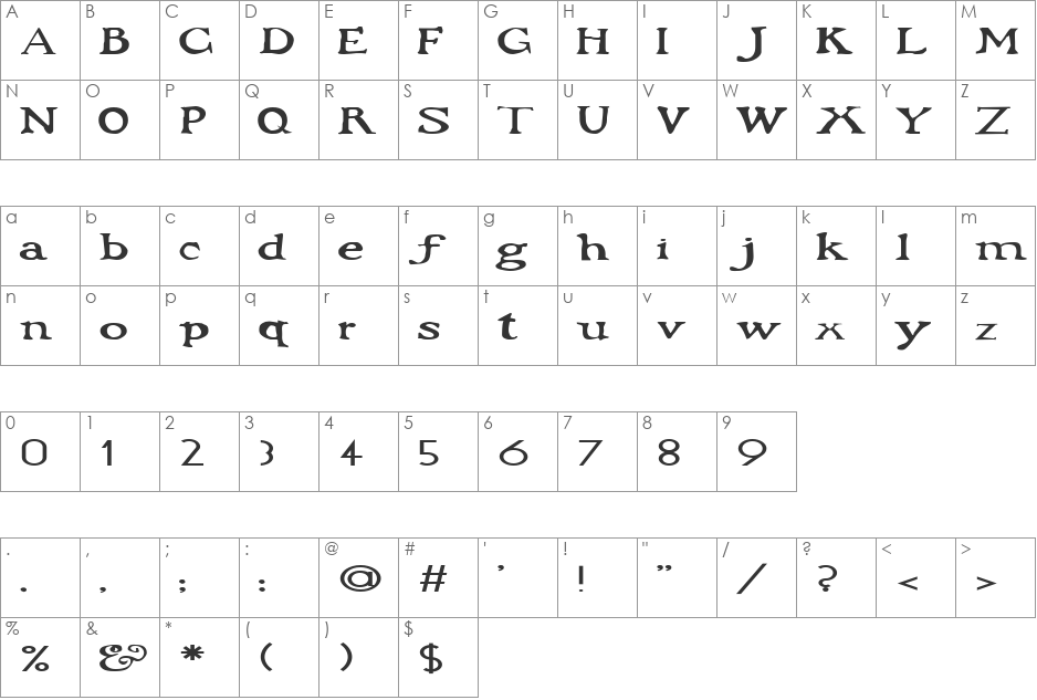 FZ JAZZY 48 EX font character map preview
