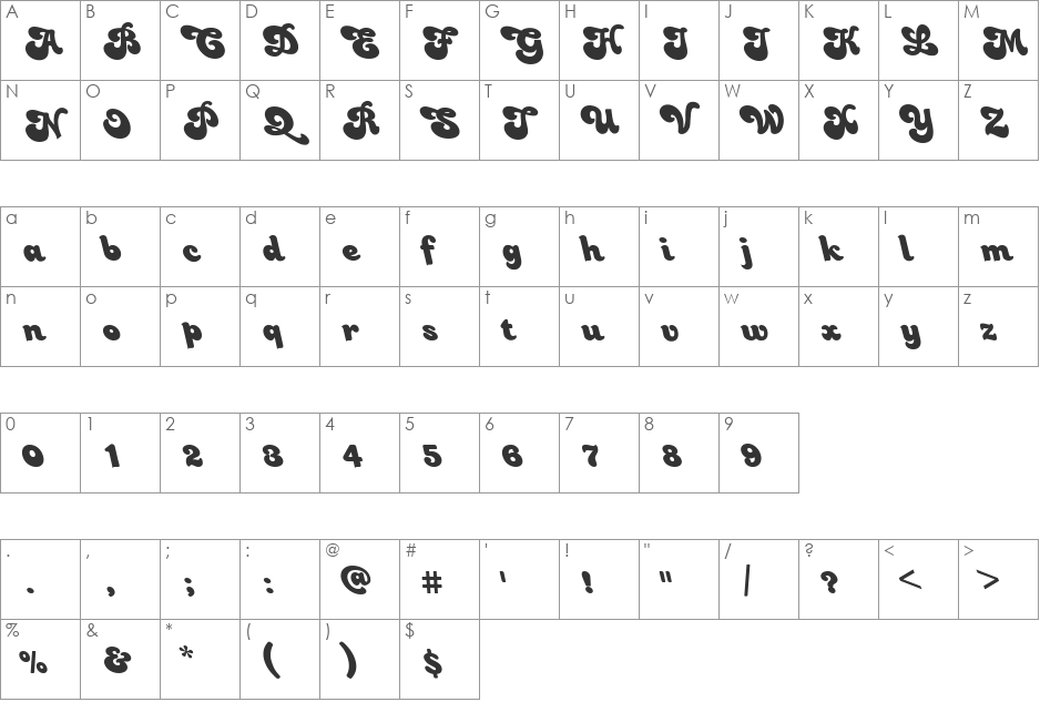 FZ JAZZY 49 LEFTY font character map preview
