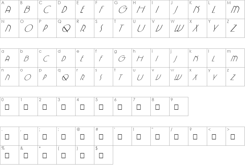 FZ JAZZY 5 ITALIC font character map preview