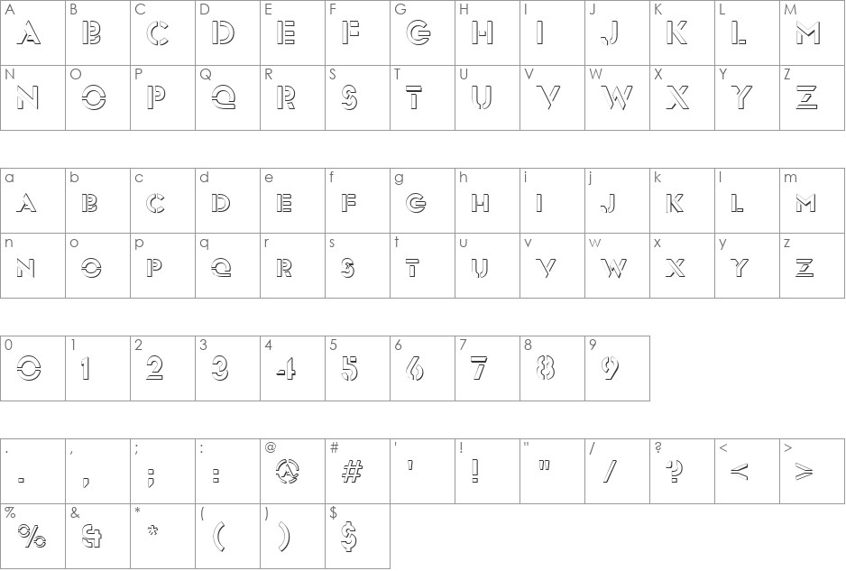 FZ JAZZY 54 3D font character map preview