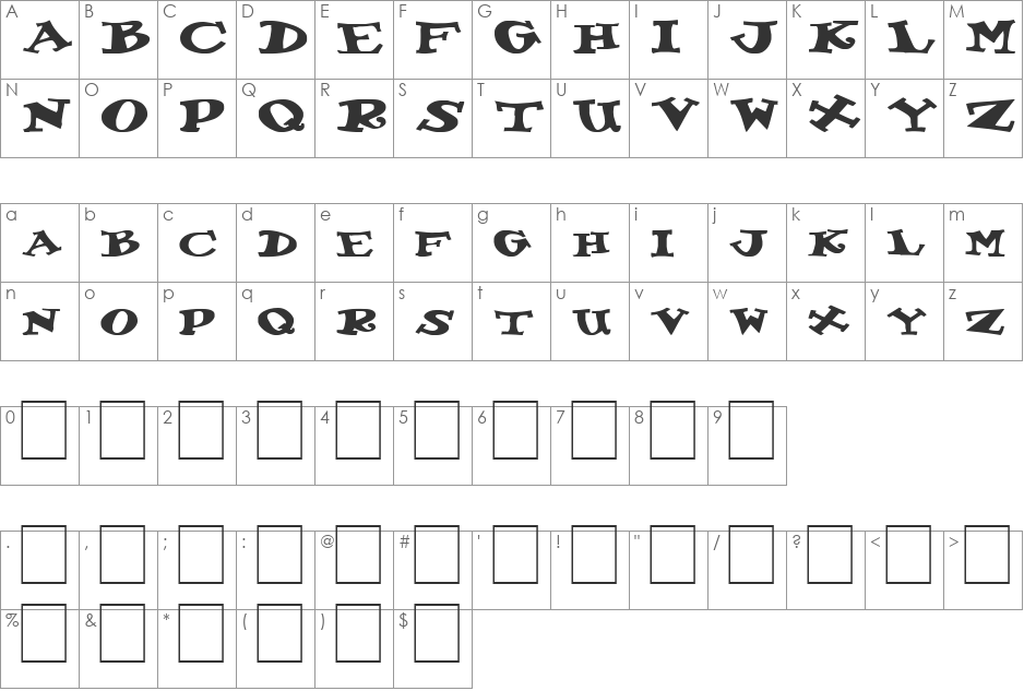 FZ JAZZY 55 EX font character map preview