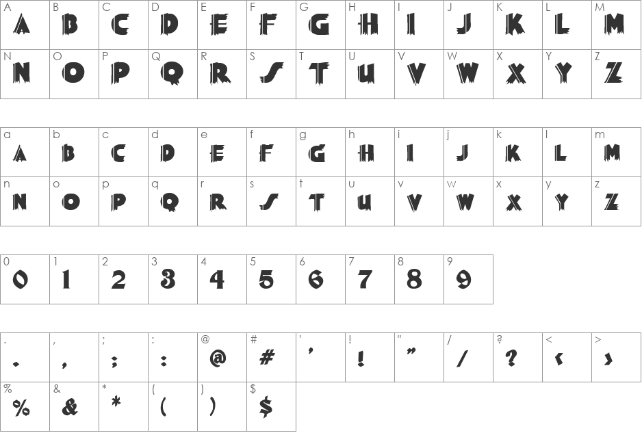 FZ JAZZY 56 font character map preview