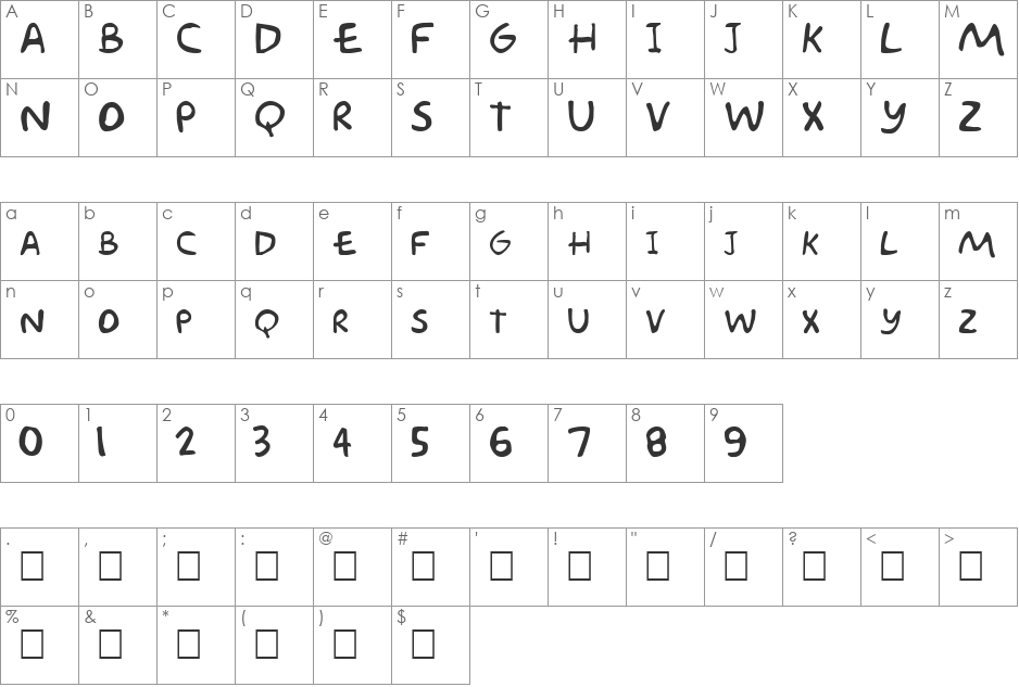 FZ JAZZY 57 font character map preview