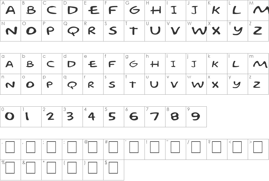 FZ JAZZY 57 EX font character map preview