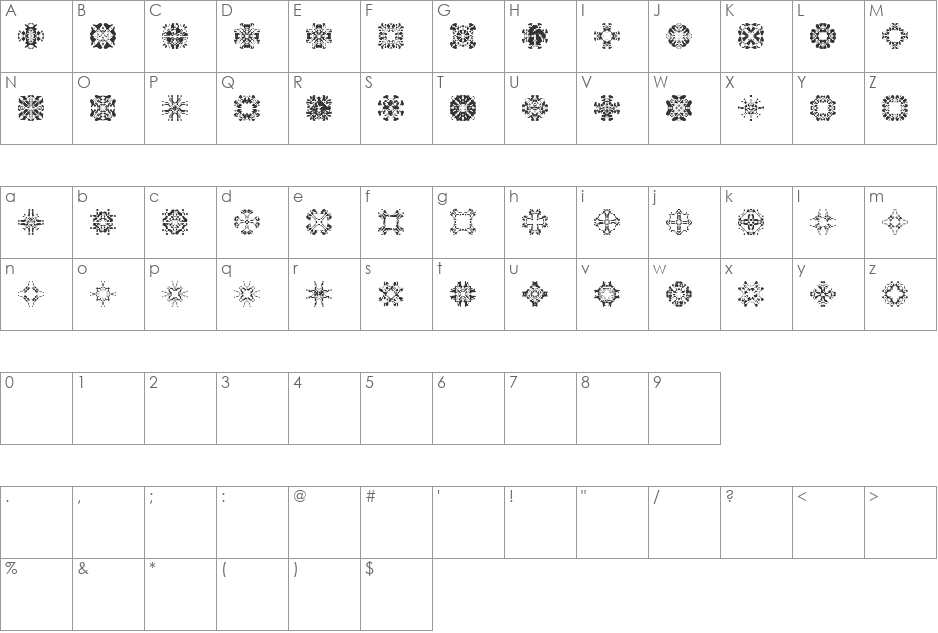 Abracadabra1 font character map preview