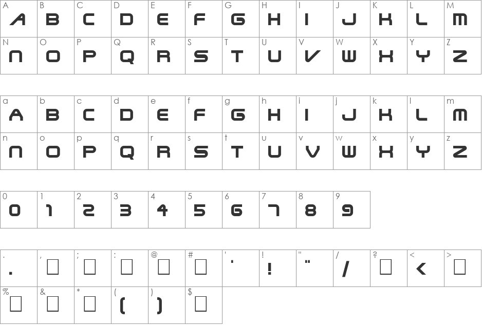 FZ JAZZY 6 font character map preview