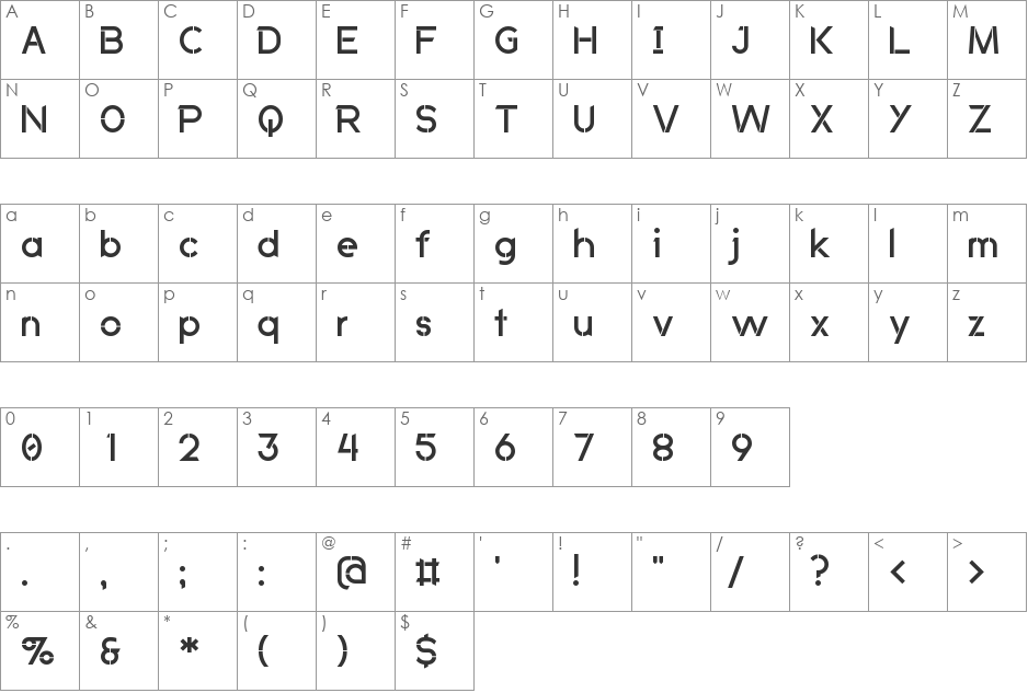 Anklada Novaz font character map preview