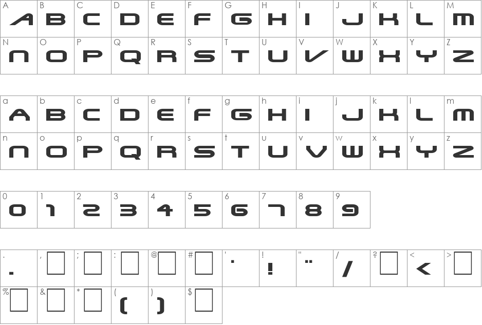 FZ JAZZY 6 EX font character map preview