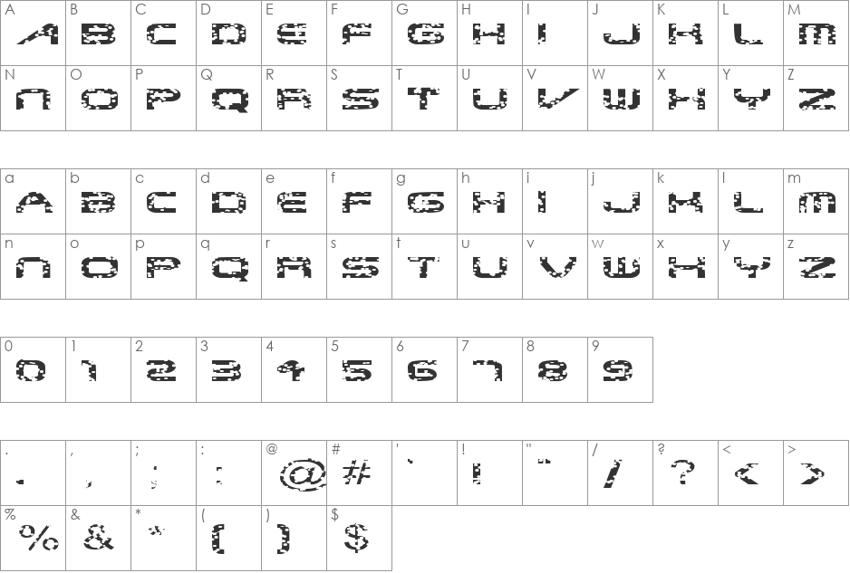 FZ JAZZY 6 HOLEY EX font character map preview