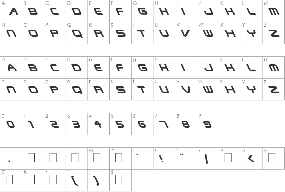 FZ JAZZY 6 LEFTY font character map preview