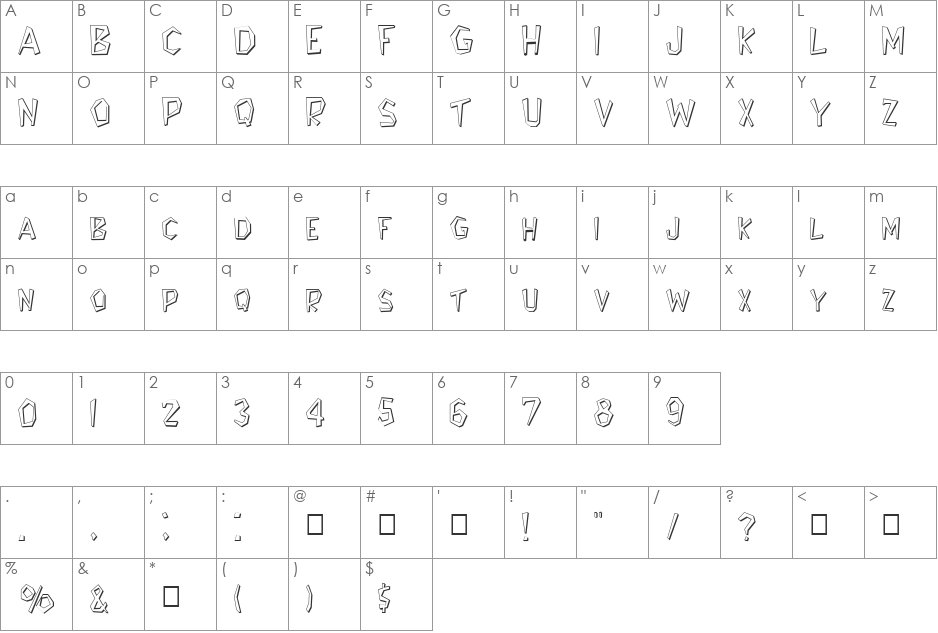 FZ JAZZY 8 3D font character map preview