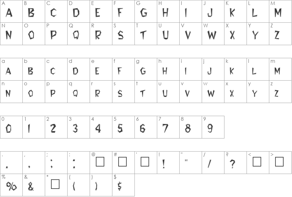 FZ JAZZY 8 CONTOUR font character map preview