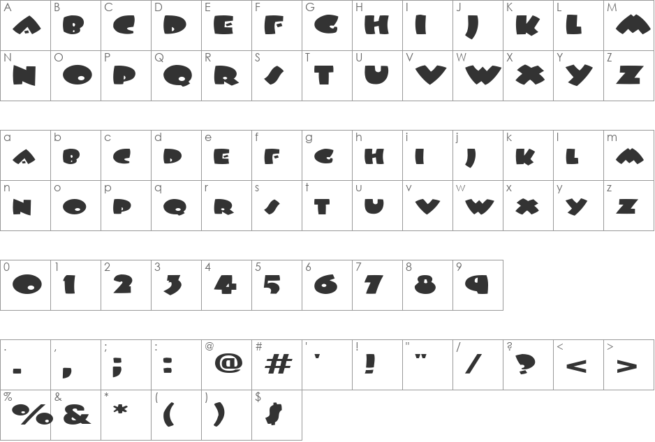 FZ JAZZY 9 EX font character map preview