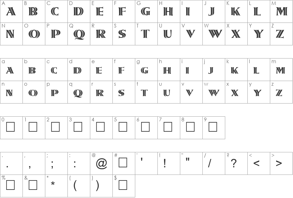 FZ OUTLINE 5 font character map preview