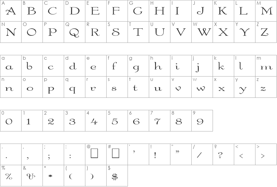 FZ ROMAN 16 EX font character map preview