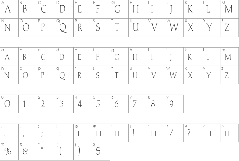 FZ ROMAN 2 COND font character map preview