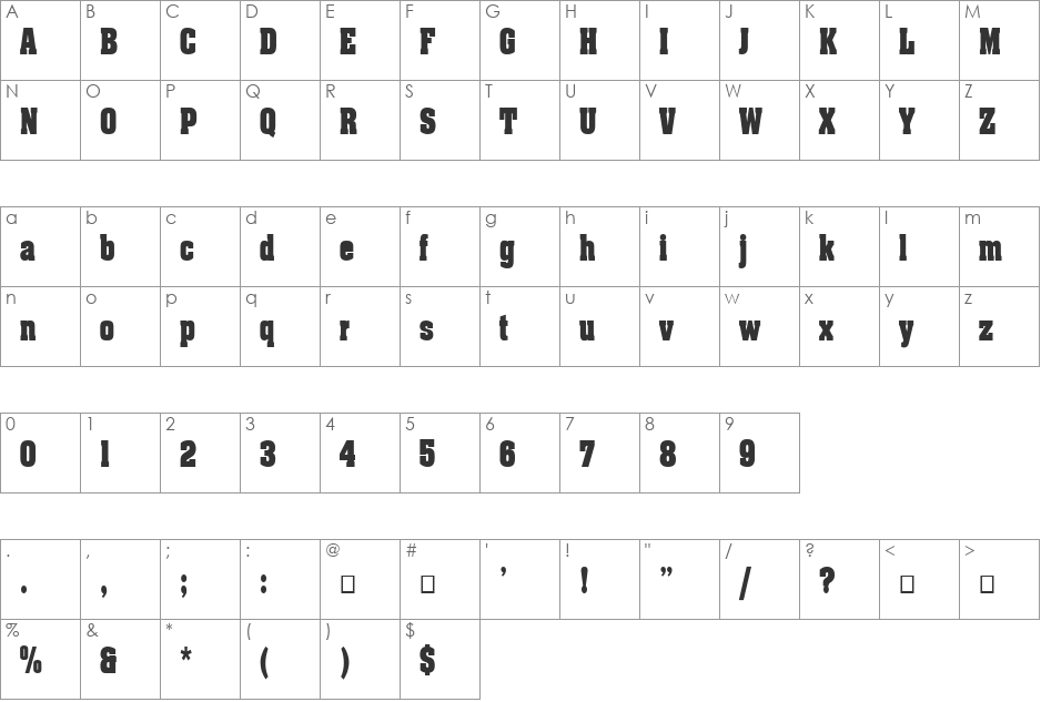 FZ ROMAN 3 COND font character map preview
