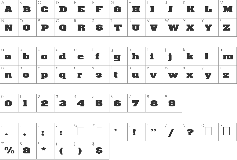 FZ ROMAN 3 EX font character map preview