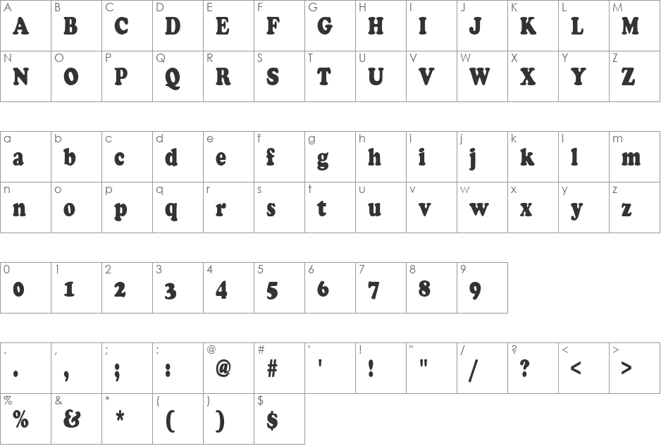 FZ ROMAN 4 COND font character map preview