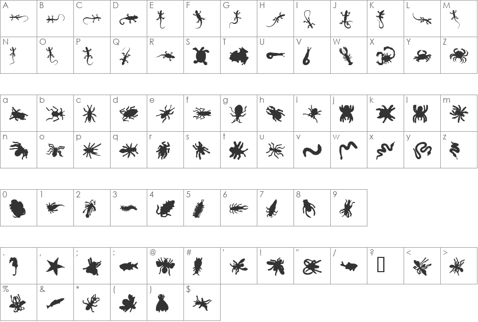 Ann font character map preview