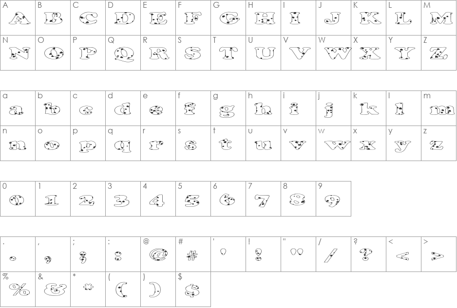 FZ ROMAN 4 SPOTTED EX font character map preview