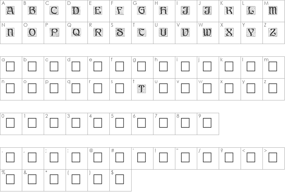 Ann font character map preview