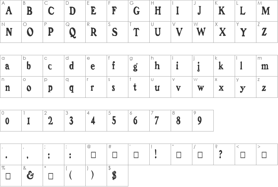 FZ ROMAN 6 COND font character map preview