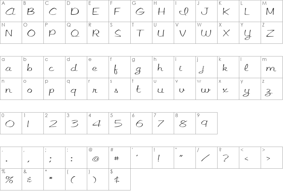 FZ SCRIPT 15 EX font character map preview