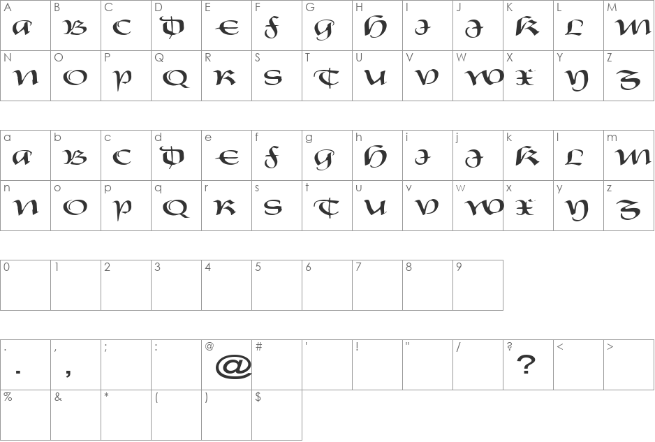 FZ SCRIPT 19 EX font character map preview