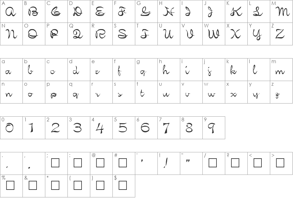 FZ SCRIPT 21 EX font character map preview