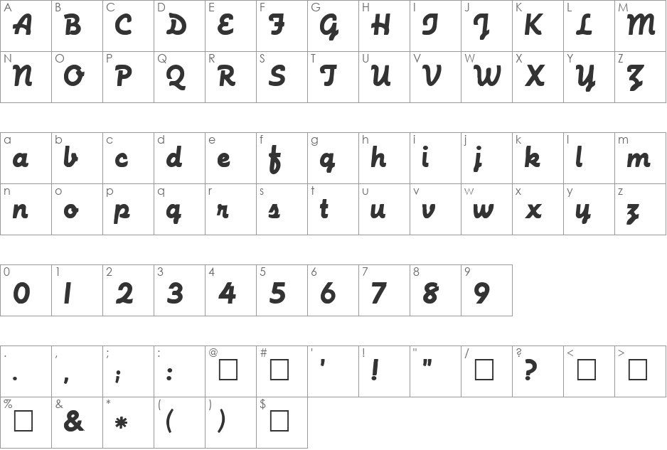 FZ SCRIPT 23 font character map preview